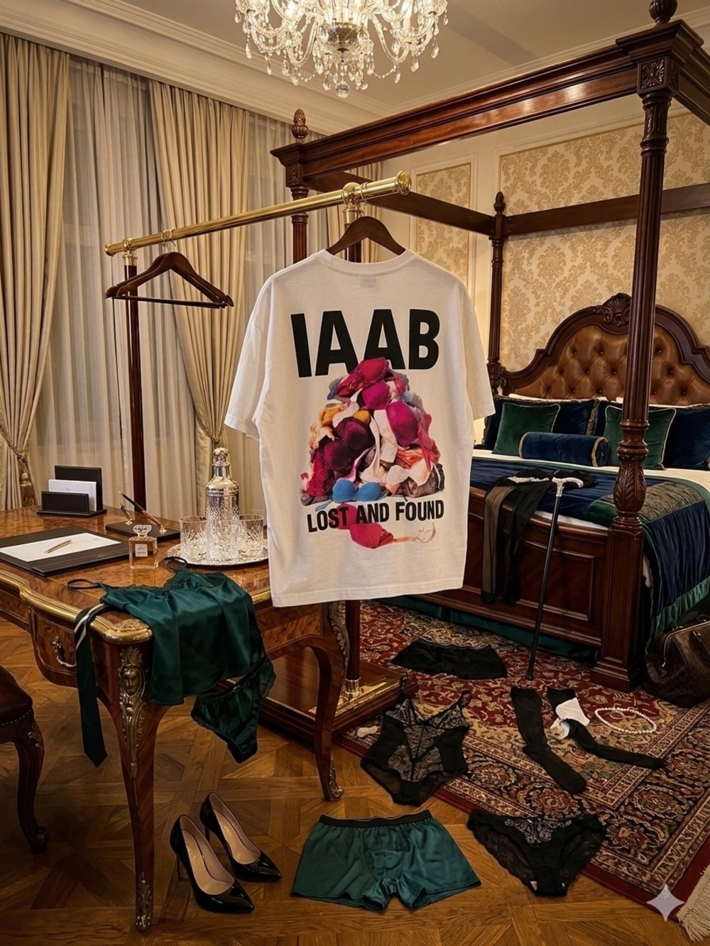 Drakes White 'IAAB' Graphic Tee with Multicolor Floral Print